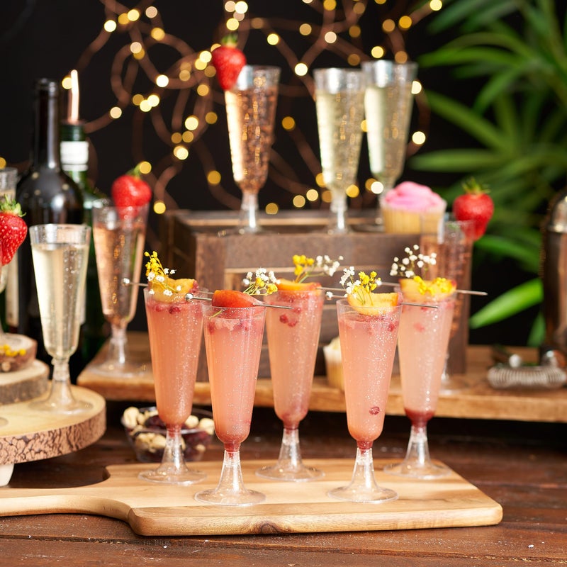 MATANA 50 Plastic Champagne Flutes 5oz with Silver Glitter - Sturdy & Reusable - Cocktails, Prosecco, Mimosa - Toasting Glasses for Birthdays, Weddings, Christmas, BBQ & Parties - Image 4